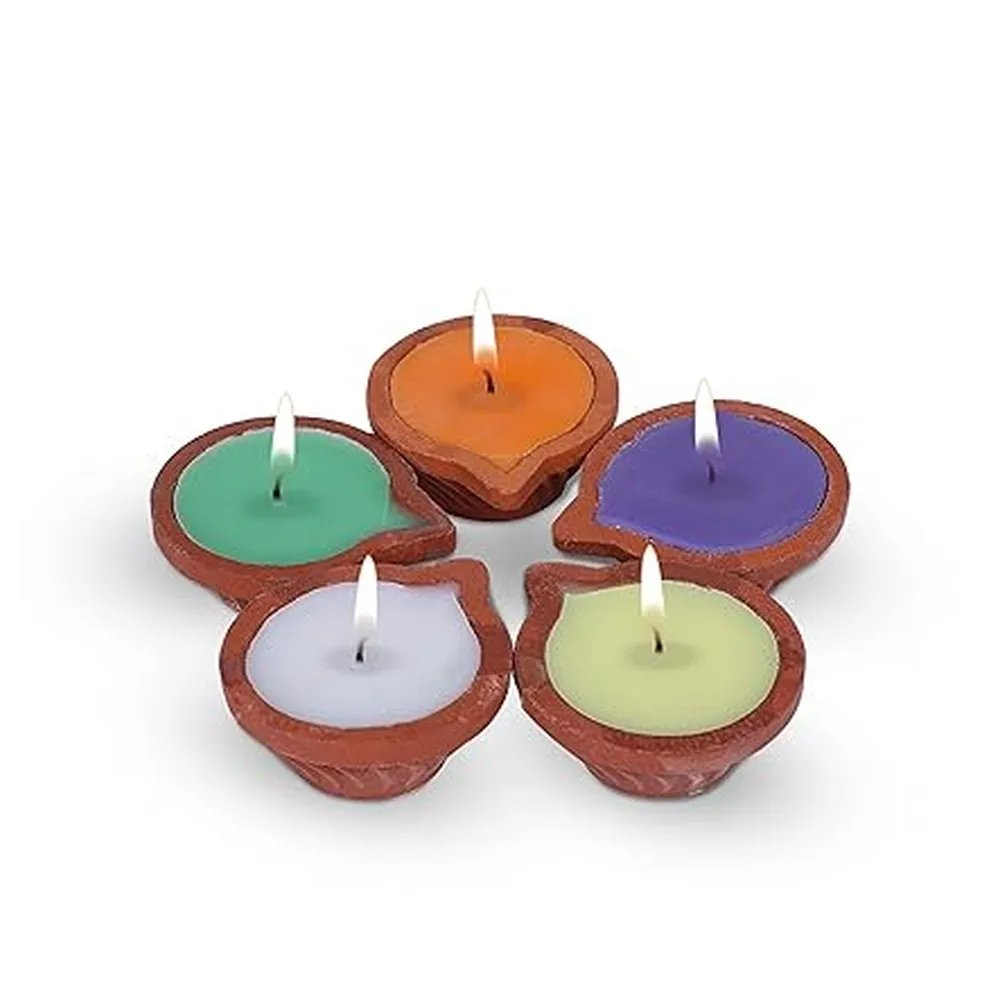 IRIS Aromatic Diya Candle (Set of 5) | Scented Decorative Diya Candles for Festive Décor, Puja & Gifting