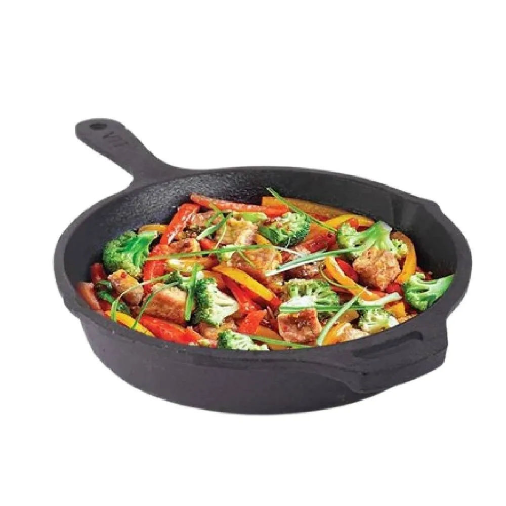 The Indus Valley Preseasoned Cast Iron Fry Pan/Skillet With Long Handle|Medium 26.2Cm/10.3Inch, 1.8Ltr, 2.3Kg|Induction Friendly|Nonstick Fry Pan, 100% Pure & Toxin Free, No Chemical Coating, Black